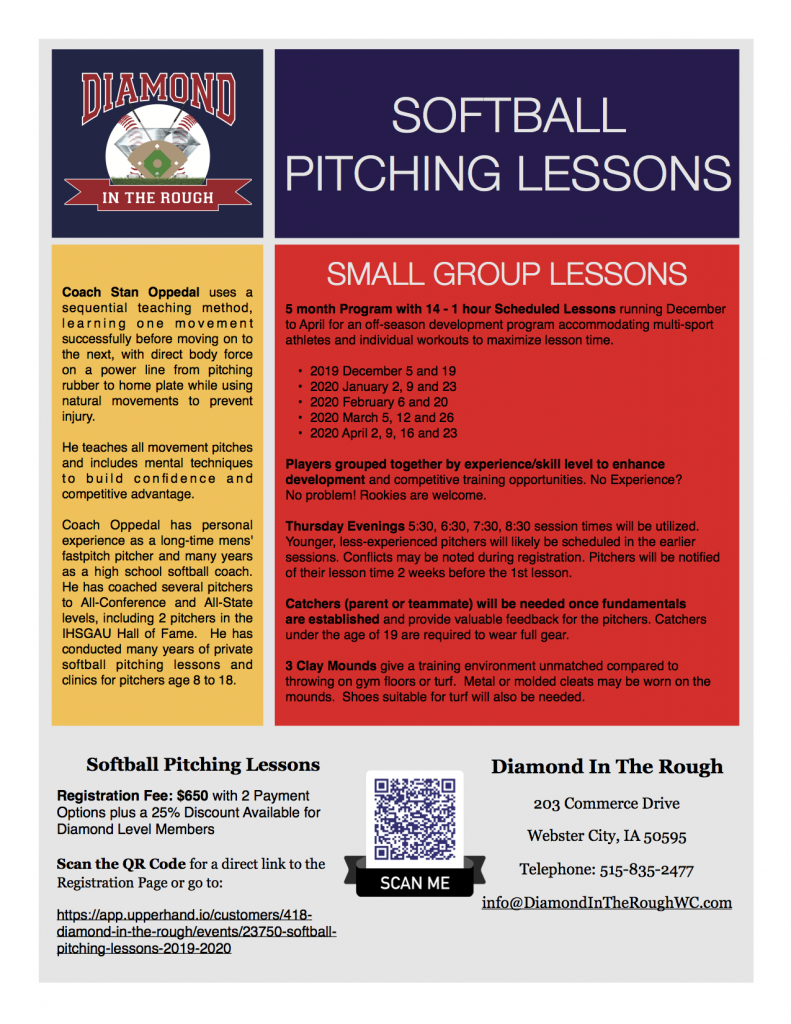 20192020 Softball Pitching Lesson Program Starts Dec 5th Diamond In